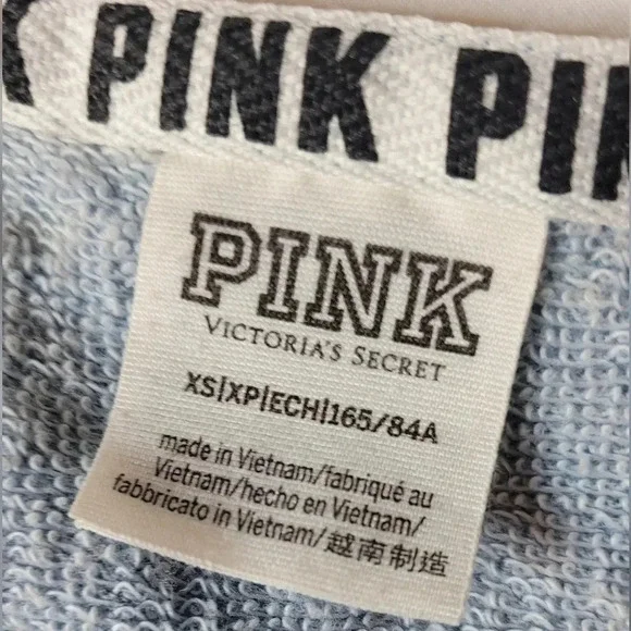 Victoria Secret Pink Sweatshirt Off Shoulder Crop top. Marble Blue - Picture 8 of 9